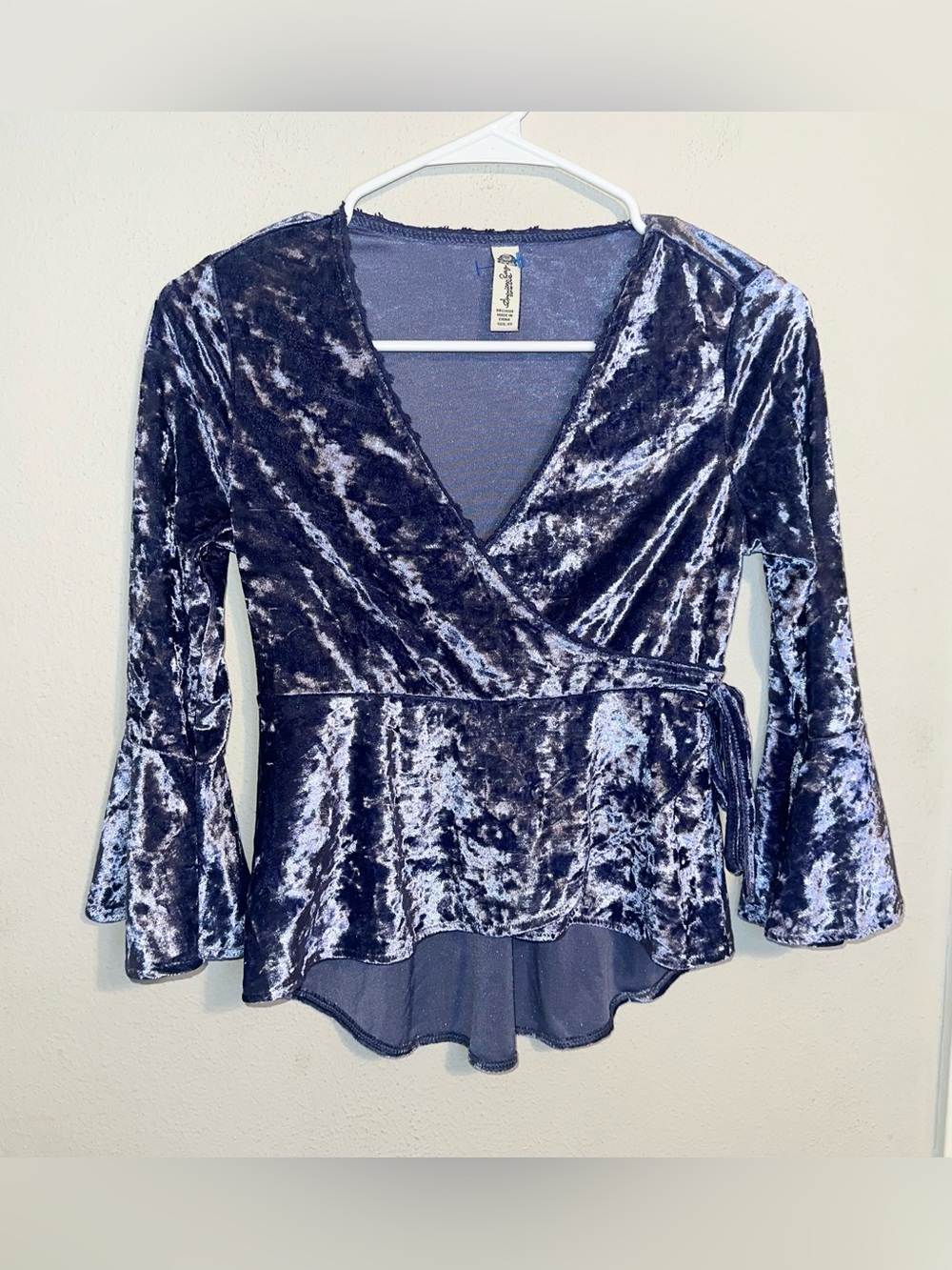 American Rag Velvet Blue Peplum Top